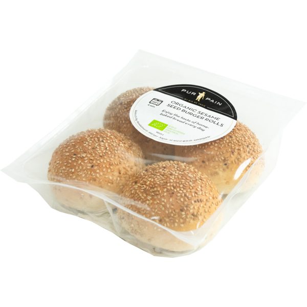 Pur Pain Organic Sesame Seed Burger Rolls 4pack 200g Online