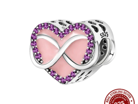 Infinity Pink and Purple Heart Charm Fashion